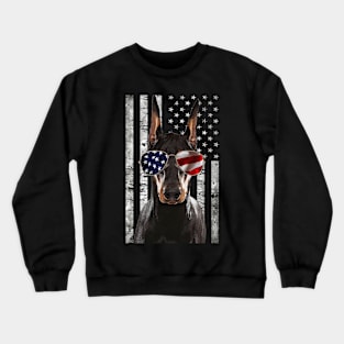 Dynamic Dobermans Fashionable American Flag the Charm of This Breed Crewneck Sweatshirt